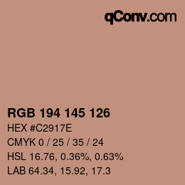 Color code: RGB 194 145 126 | qconv.com