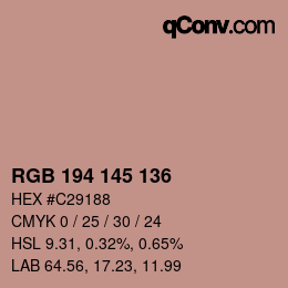 Color code: RGB 194 145 136 | qconv.com