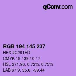Color code: RGB 194 145 237 | qconv.com