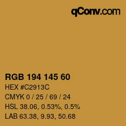 Color code: RGB 194 145 60 | qconv.com