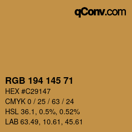Color code: RGB 194 145 71 | qconv.com