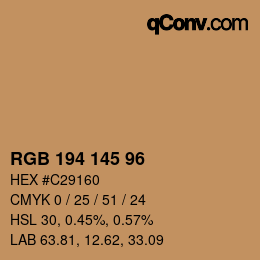Color code: RGB 194 145 96 | qconv.com