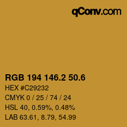 カラーコード: RGB 194 146.2 50.6 | qconv.com