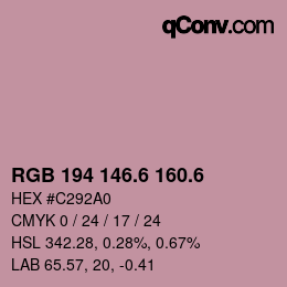 カラーコード: RGB 194 146.6 160.6 | qconv.com
