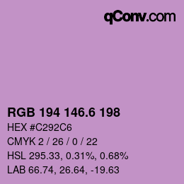 カラーコード: RGB 194 146.6 198 | qconv.com
