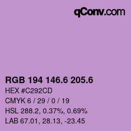 カラーコード: RGB 194 146.6 205.6 | qconv.com