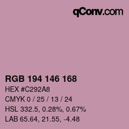 カラーコード: RGB 194 146 168 | qconv.com