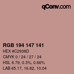カラーコード: RGB 194 147 141 | qconv.com