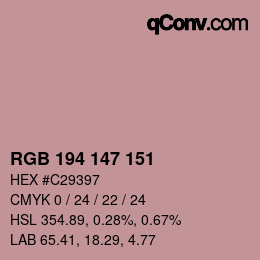 Color code: RGB 194 147 151 | qconv.com