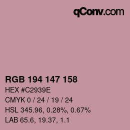 颜色代码: RGB 194 147 158 | qconv.com