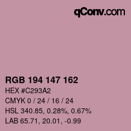 Color code: RGB 194 147 162 | qconv.com