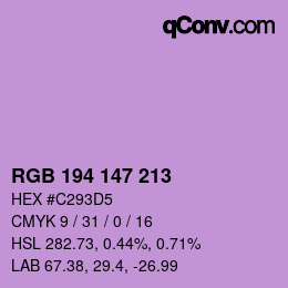 Color code: RGB 194 147 213 | qconv.com