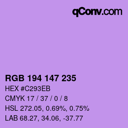 Color code: RGB 194 147 235 | qconv.com