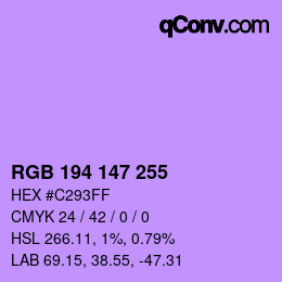 Color code: RGB 194 147 255 | qconv.com