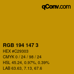 Color code: RGB 194 147 3 | qconv.com
