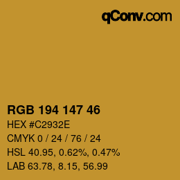 Color code: RGB 194 147 46 | qconv.com