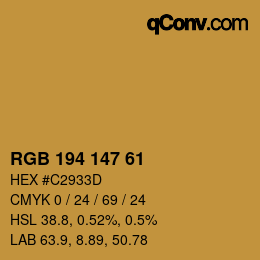 Color code: RGB 194 147 61 | qconv.com