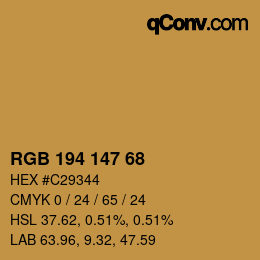 Color code: RGB 194 147 68 | qconv.com