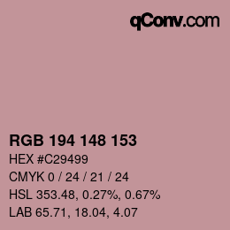 Color code: RGB 194 148 153 | qconv.com