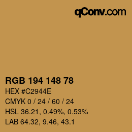 カラーコード: RGB 194 148 78 | qconv.com