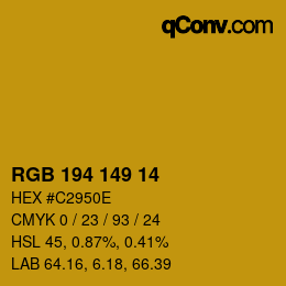 Color code: RGB 194 149 14 | qconv.com