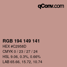 Color code: RGB 194 149 141 | qconv.com