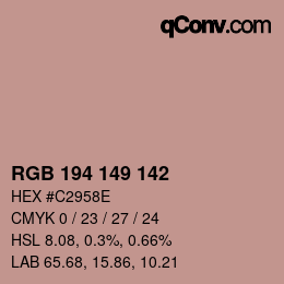 Color code: RGB 194 149 142 | qconv.com