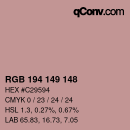 颜色代码: RGB 194 149 148 | qconv.com