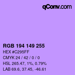 Color code: RGB 194 149 255 | qconv.com