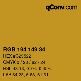 Color code: RGB 194 149 34 | qconv.com