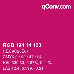 カラーコード: RGB 194 14 103 | qconv.com