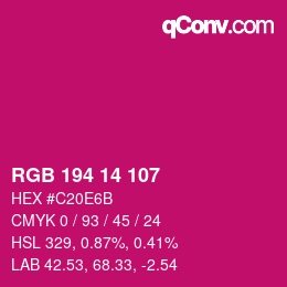 Color code: RGB 194 14 107 | qconv.com