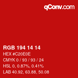 Color code: RGB 194 14 14 | qconv.com