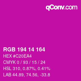 Color code: RGB 194 14 164 | qconv.com