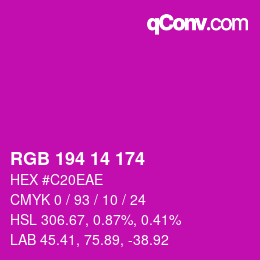 Color code: RGB 194 14 174 | qconv.com