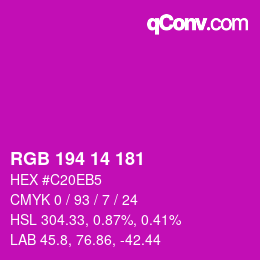 カラーコード: RGB 194 14 181 | qconv.com