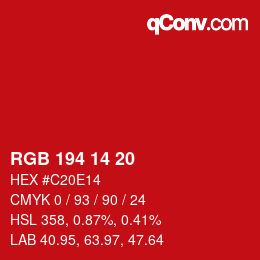 Color code: RGB 194 14 20 | qconv.com