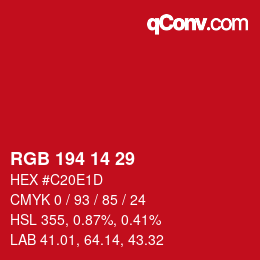 Color code: RGB 194 14 29 | qconv.com