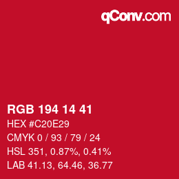 Color code: RGB 194 14 41 | qconv.com