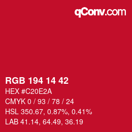 Color code: RGB 194 14 42 | qconv.com