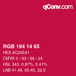 Color code: RGB 194 14 65 | qconv.com