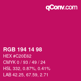 Color code: RGB 194 14 98 | qconv.com