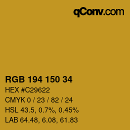 カラーコード: RGB 194 150 34 | qconv.com
