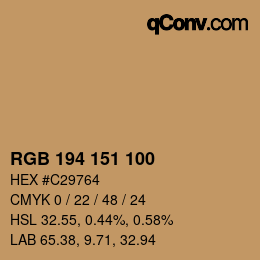 Color code: RGB 194 151 100 | qconv.com