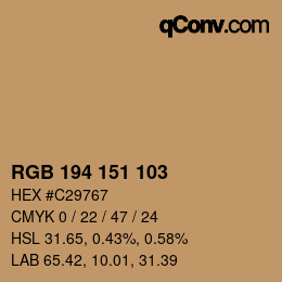カラーコード: RGB 194 151 103 | qconv.com