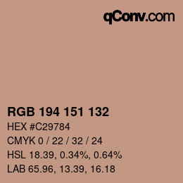 颜色代码: RGB 194 151 132 | qconv.com