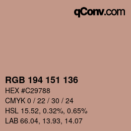 Color code: RGB 194 151 136 | qconv.com