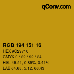 Color code: RGB 194 151 16 | qconv.com