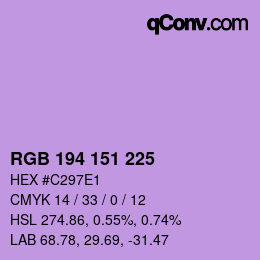 Color code: RGB 194 151 225 | qconv.com