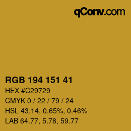 Color code: RGB 194 151 41 | qconv.com